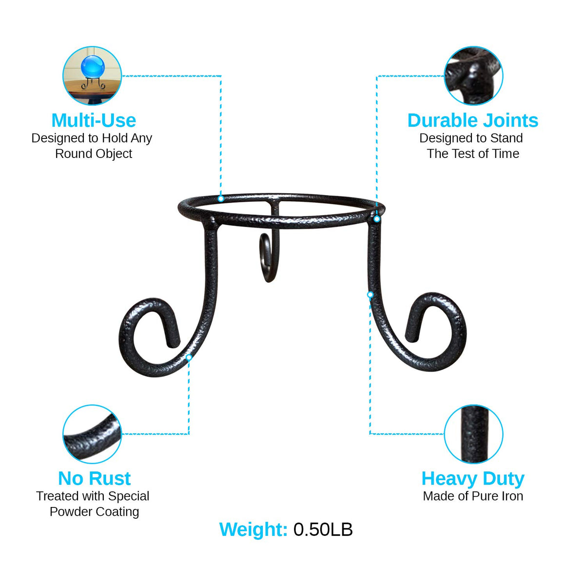 EcoRise sphere display stand metal adds a refined touch to glass bowls and rocks