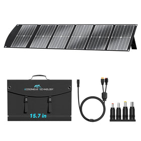 Ecosonique Technology 100W solar panel folded-compact for easy camping transport.