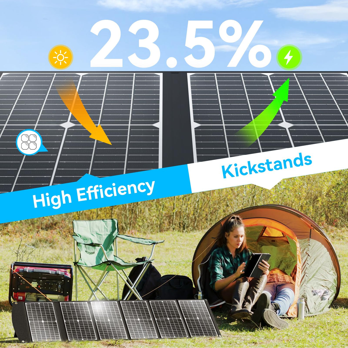 Ecosonique Technology 100W solar panel waterproof Oxford cover for outdoors.
