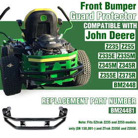 ECOTRIC hitch kit installed on a John Deere mower demonstrating added towing capability.