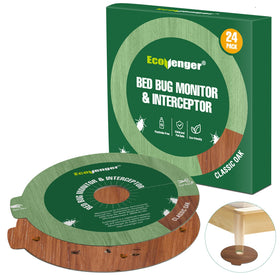 EcoVenger bed bug traps under furniture leg for discreet monitoring.