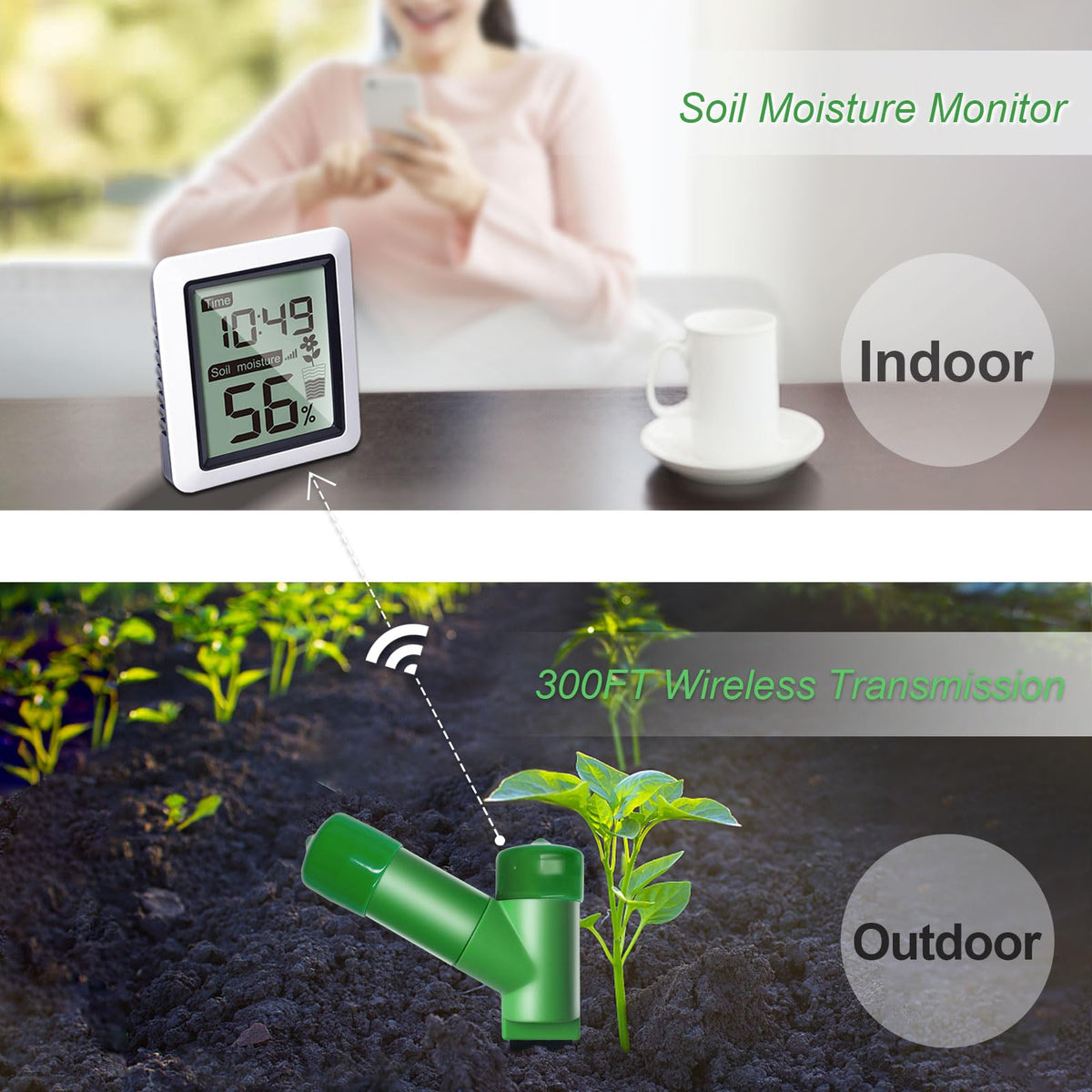 ECOWITT WH0291 indoor use with potted plants and home gardens