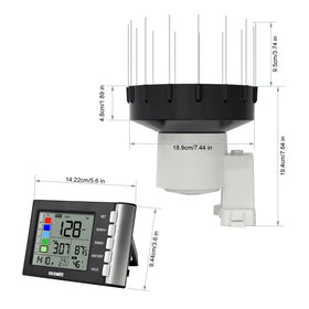 ECOWITT WH40H sensor close-up highlighting elevated funnel for better collection.
