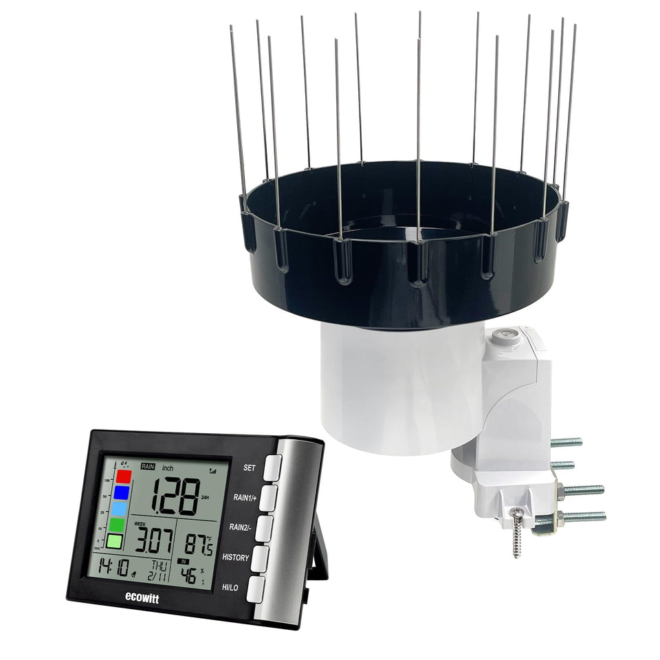 ECOWITT WH5360H rain gauge front view for precise rainfall tracking.