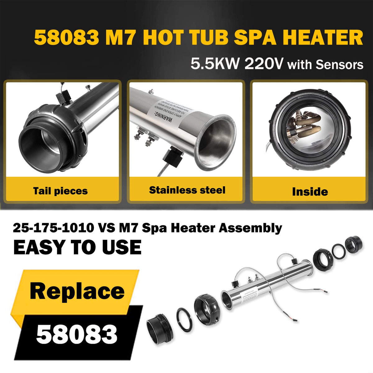 E-cowlboy 5.5KW Incoloy heater with 316 stainless housing for durability
