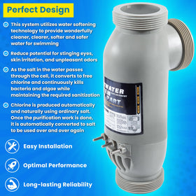 E-cowlboy PLC1400 2-port salt cell with secure unions for easy installation.