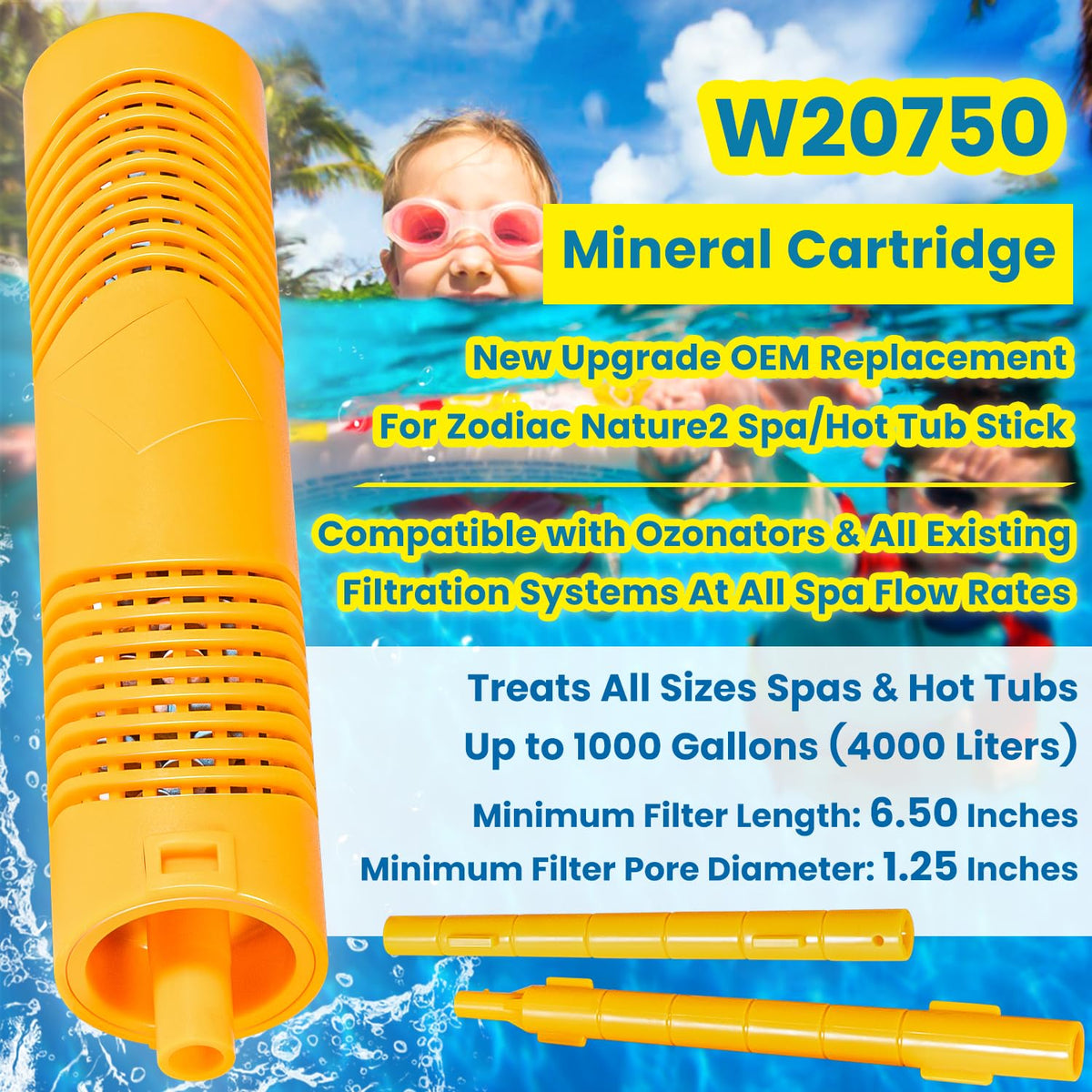 E-cowlboy sticks fit most spa in-filter cores for easy maintenance.
