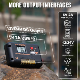 Eco-Worthy Bluetooth-enabled controller for wireless setup and real-time data access.