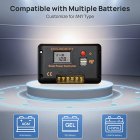 Eco-Worthy dual USB ports delivering 5V/2.5A for convenient device charging.