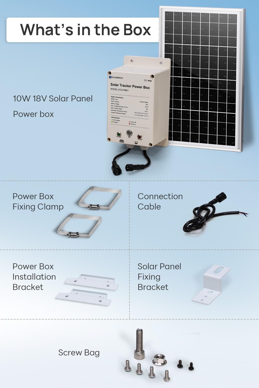 ECO-WORTHY Power Box installed with tracker, plug-and-play setup.