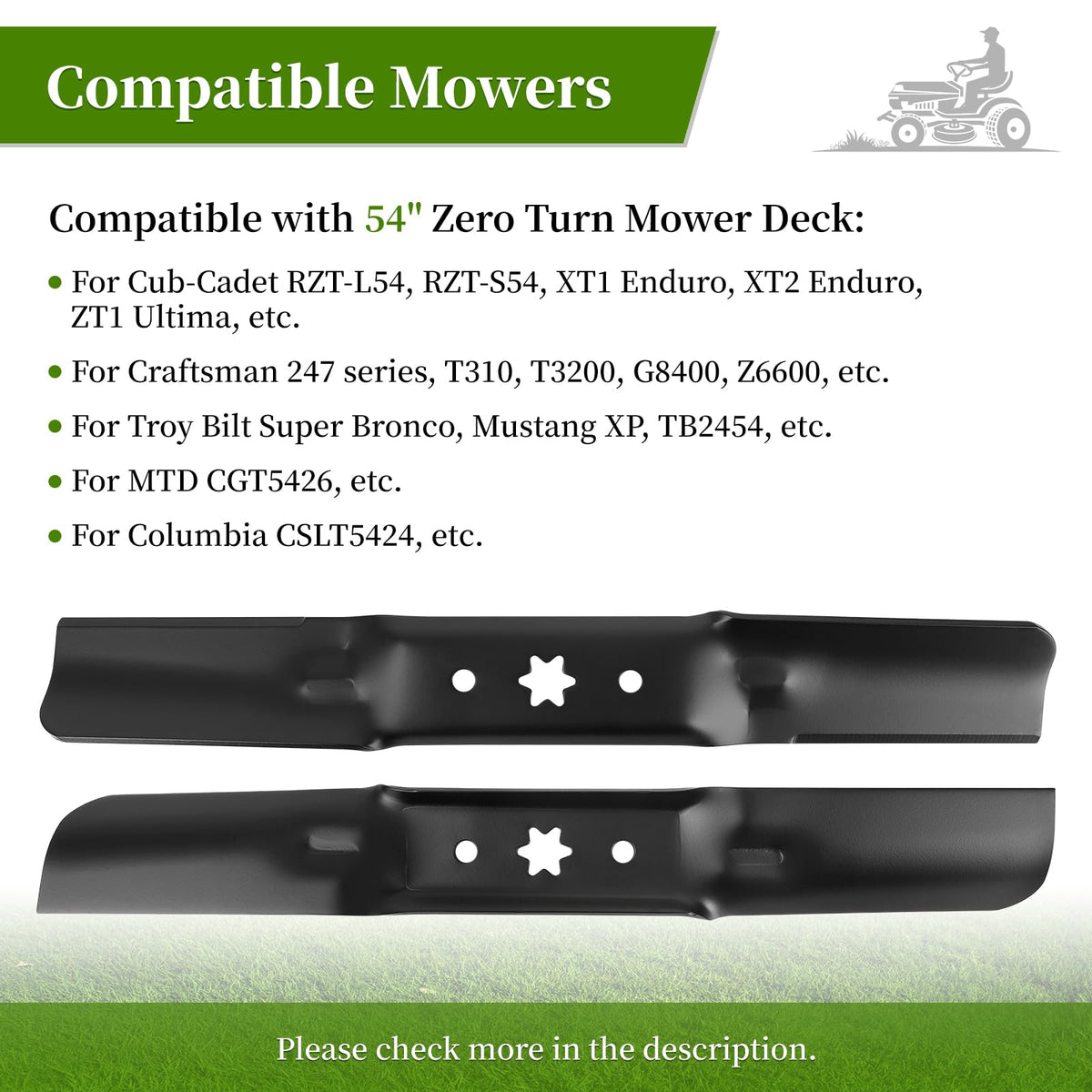 Ecreban 3-pack mower blades for easy replacement and quick installs.