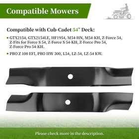 Ecreban Cub Cadet 54-inch blade dimensions and fitment details.