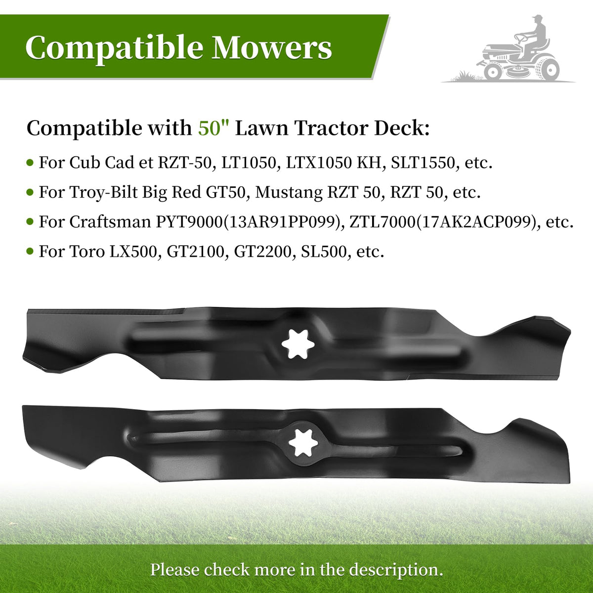 Ecreban Cub Cadet compatible blades designed for reliable replacement.