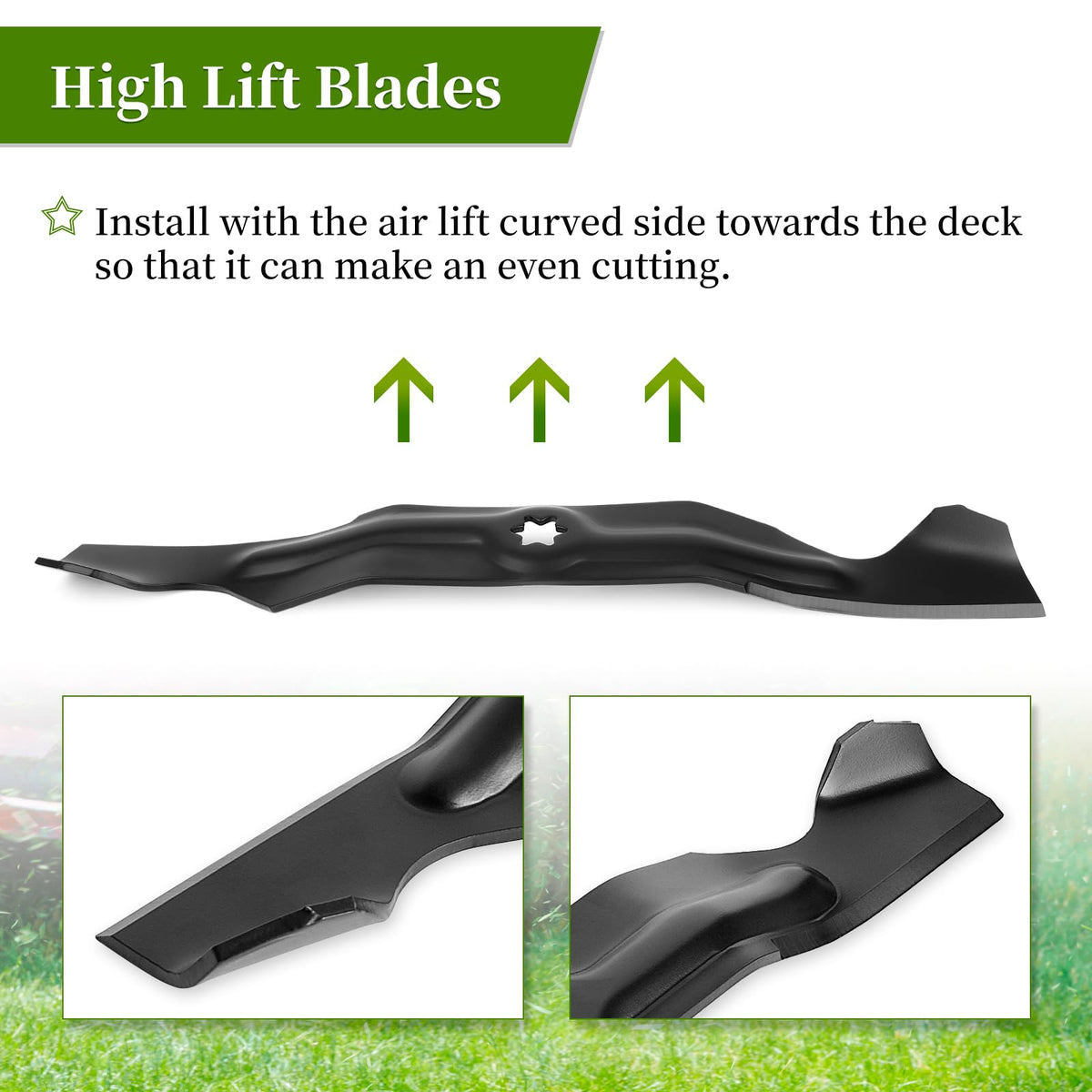 Ecreban easy-install mower blades with a simple twist and secure nut tightening.