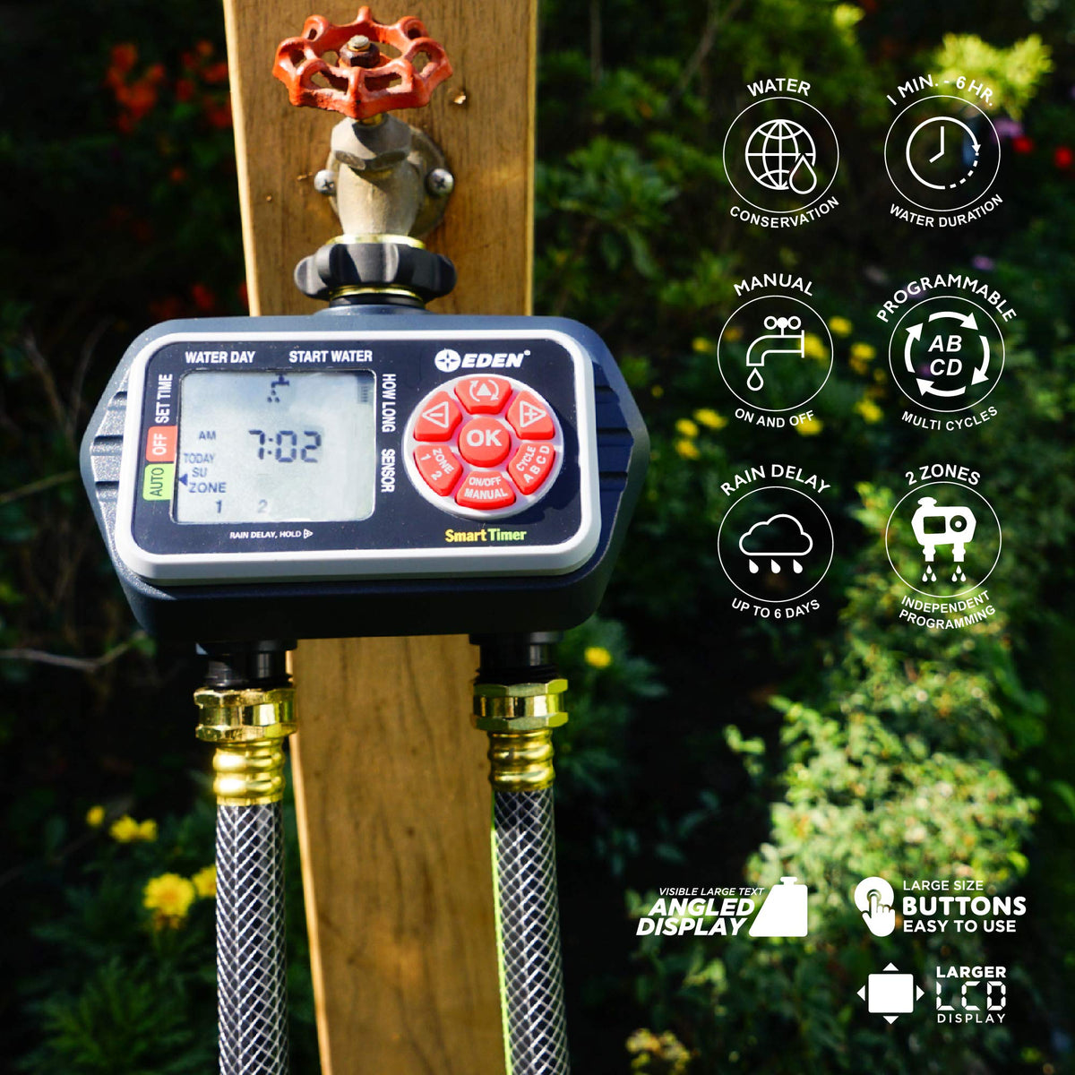 Eden 93412 manual watering button for on-demand irrigation tasks