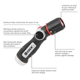 Eden 96845 Pro thumb-control pattern selection for versatile watering tasks.