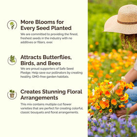 Eden Brothers Pollinator-friendly seed mix invites bees, butterflies, and hummingbirds to the garden.