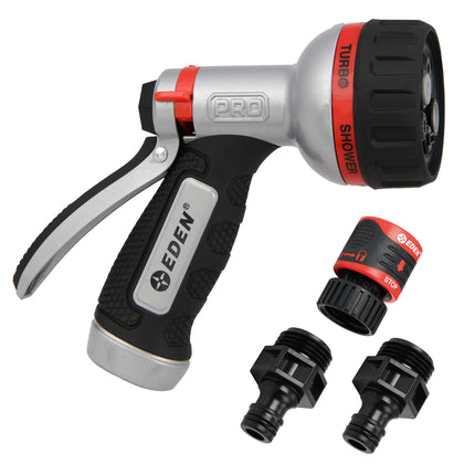 Eden PRO 94830 metal rear-trigger nozzle with six patterns for versatile watering
