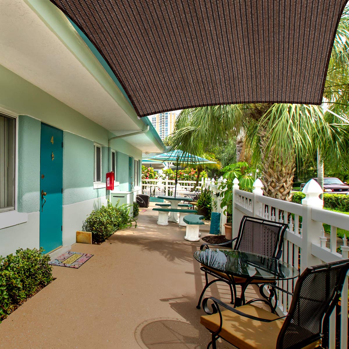 Eden's Decor shade sail over patio or garden reduces heat and enhances breeze.