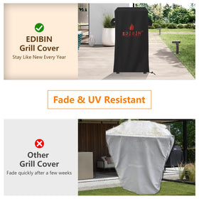 EDIBIN all-weather protection shields vertical smokers from sun, rain, and dust.