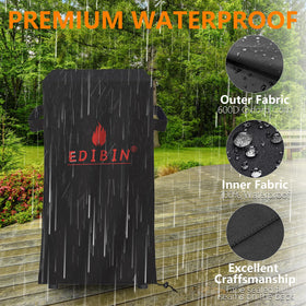 EDIBIN smoker cover bottom drawstring keeps the fit secure during windy days.