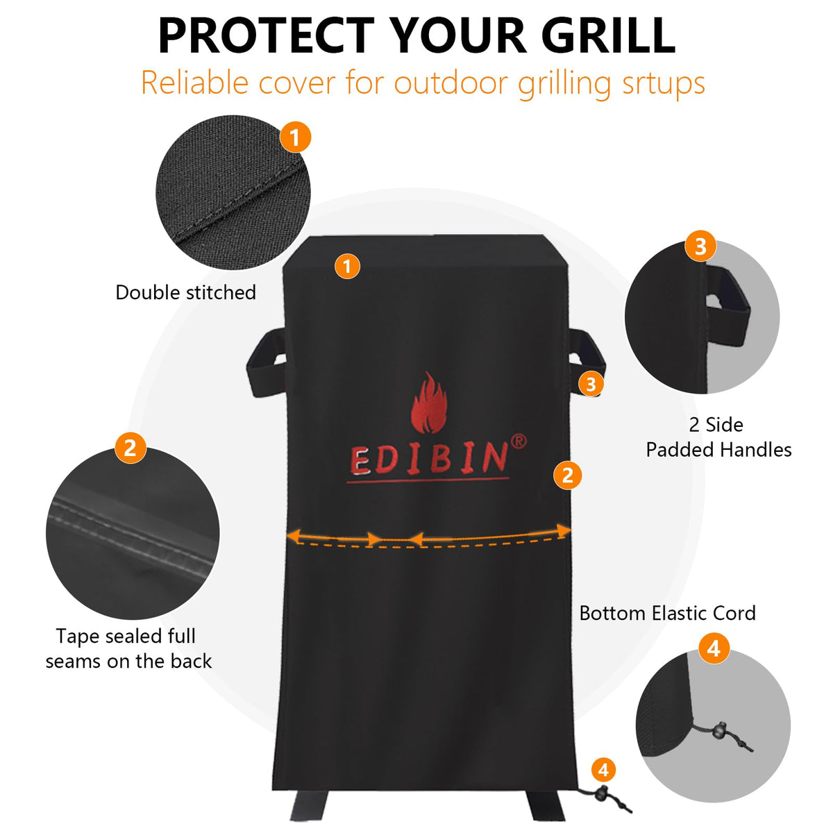 EDIBIN PBV3G1 smoker cover tough stitching resists tears