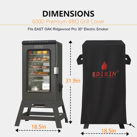 EDIBIN smoker cover highlights waterproof Oxford fabric for durable outdoor protection.