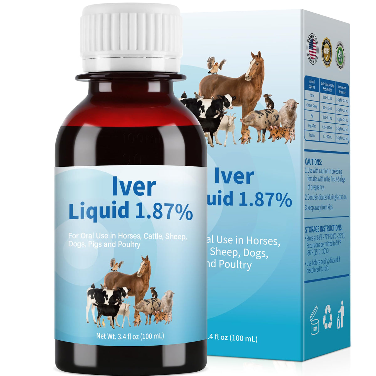 edoia Animal Health liquid supplement bottle with measured pours supports easy dosing for daily care.