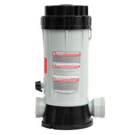 Edovaf CL200 inline chlorinator cap front view for easy tablet loading.