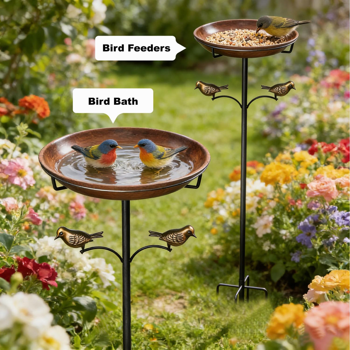Edrifyah weatherproof iron construction stands up to year-round outdoor use.