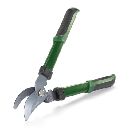 Edward Tools 15-inch Power Bypass Lopper cutting a branch with ergonomic rubber grip for pruning.