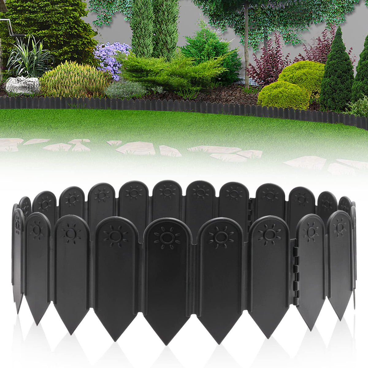 EEOCWF 6in tall garden edging border for easy no-dig installation and clean lawn edges.