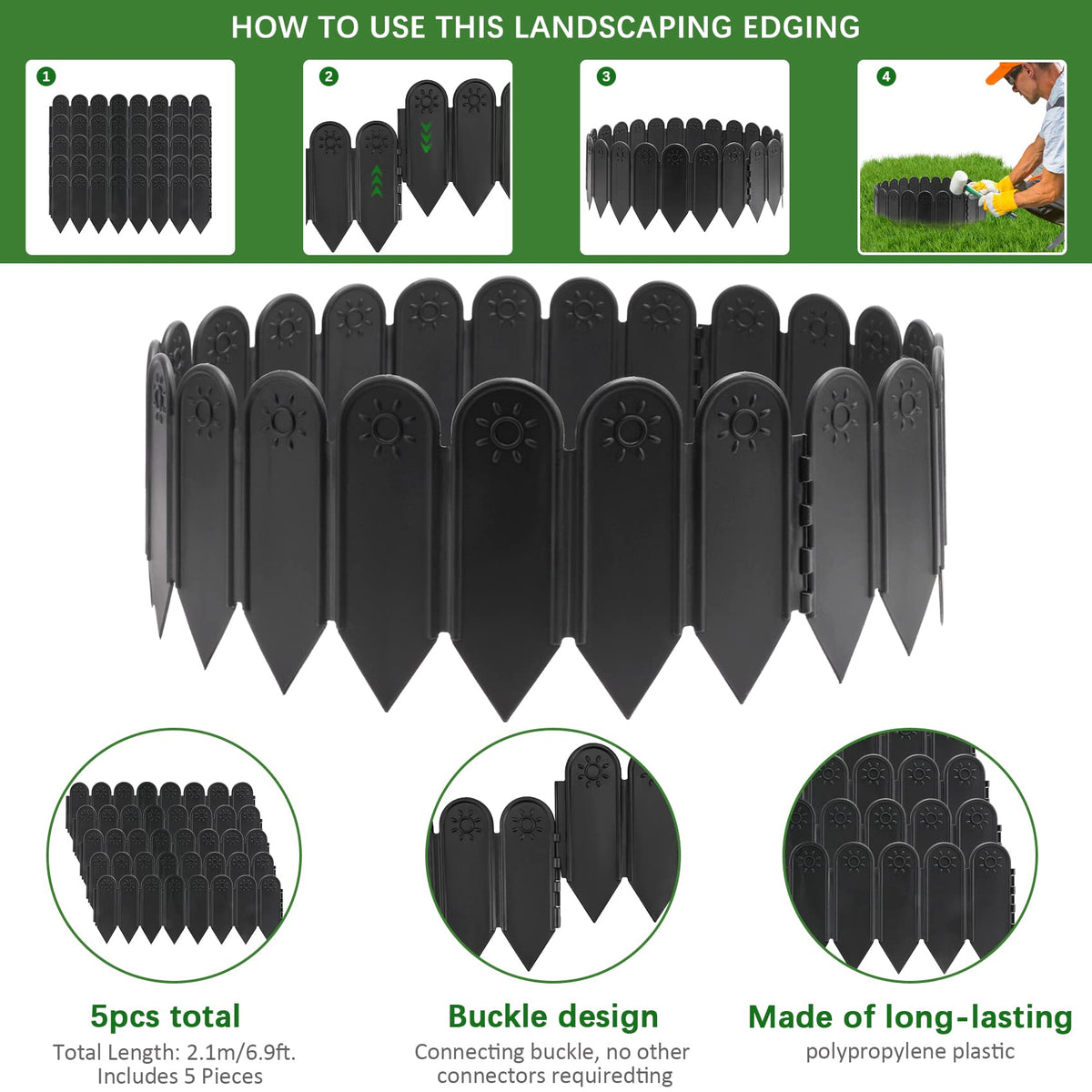 EEOCWF adjustable garden border supports right angles and curves for harmonious layouts.