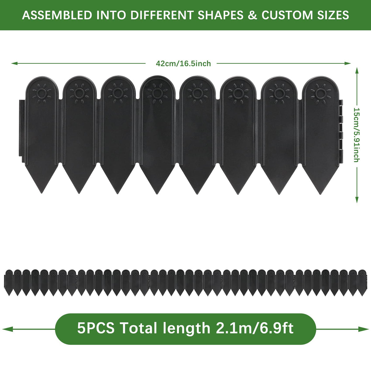 EEOCWF interlocking edging makes quick, adjustable layouts for curves and straight lines.