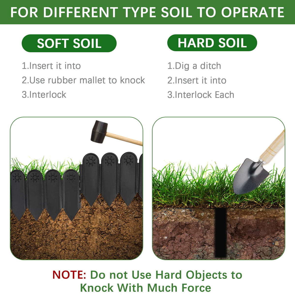 EEOCWF no-dig border installation suits soft ground and simple projects.