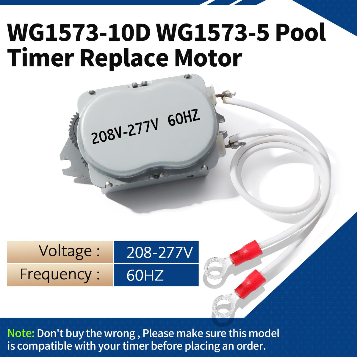 EETO ENREGYTO WG1573-10D motor shows replacement compatibility with WG1573 timers