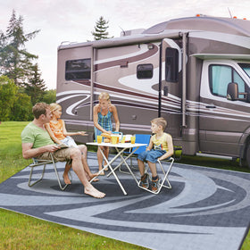 EEZ RV Products two-design reversible mat brown and grey for versatile outdoor styling