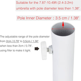 EFAILY adjustable-pole-diameter clamp fits multiple umbrella sizes for easy setup.