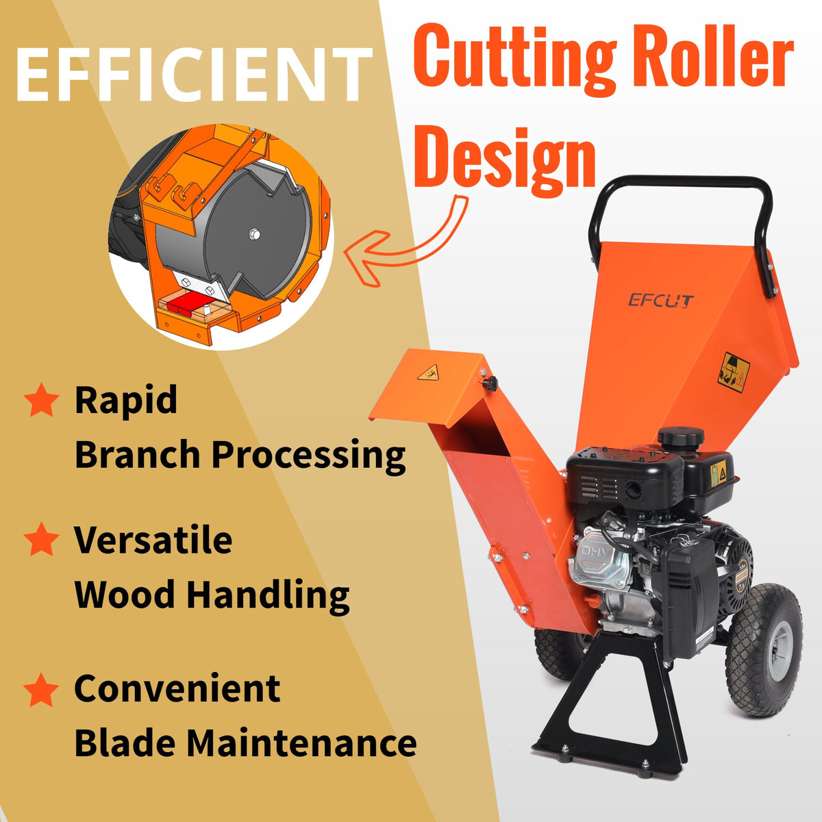 EFCUT 7HP side view highlights easy loading and accessible operation.