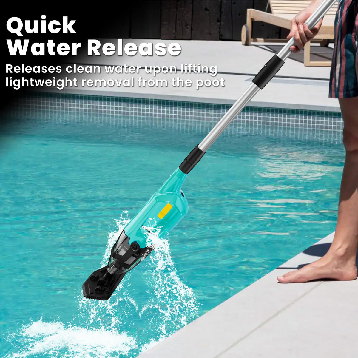 EFURDEN pool vacuum cordless design enables easy handheld cleaning.