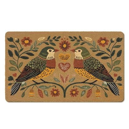 EGBTL vintage bird floral coir doormat for front door with dirt-scraping action
