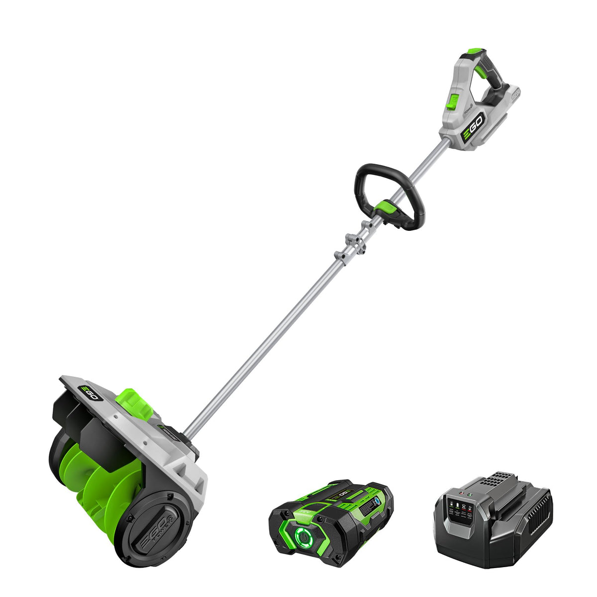 EGO Power+ 12-inch Snow Shovel in action, cordless convenience clears tight sidewalks