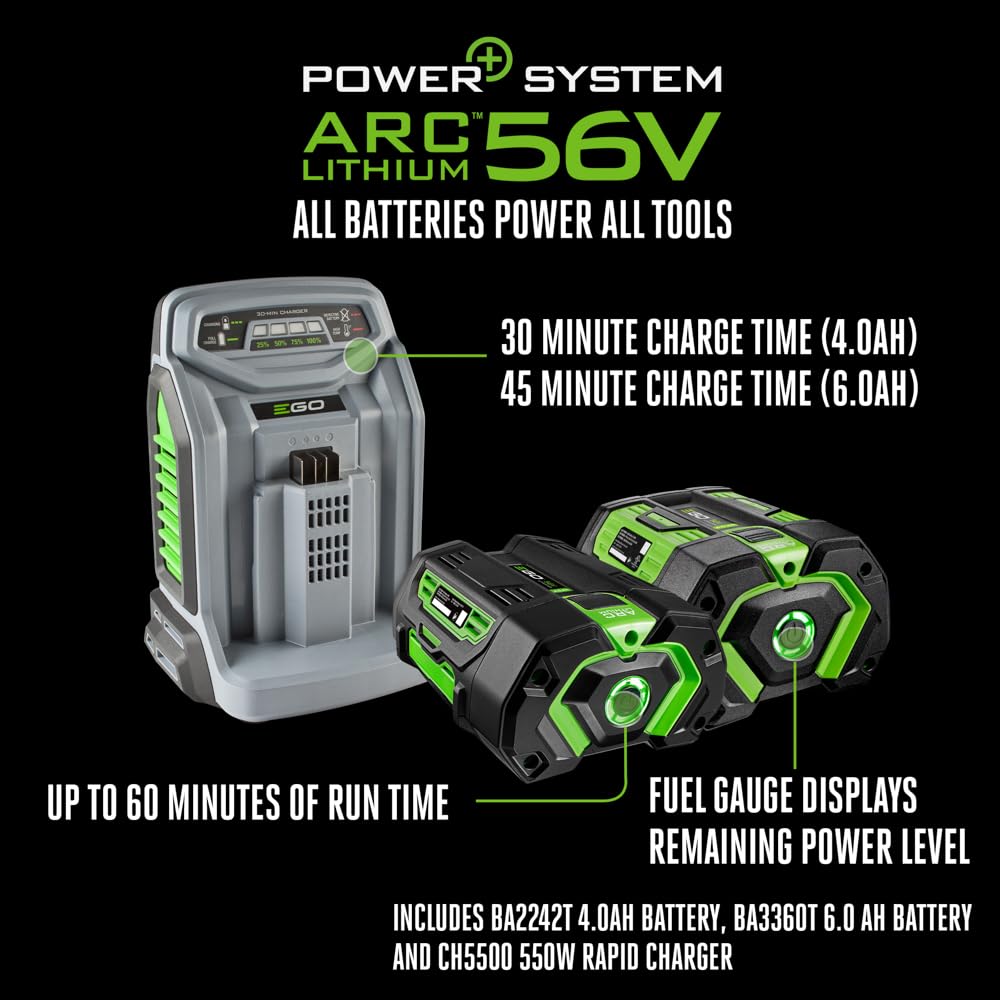 EGO Power+ foldable design stores compactly between lawn days.