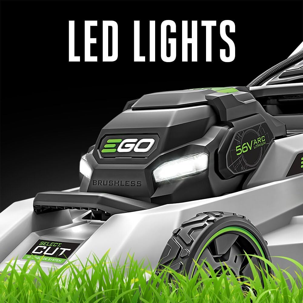 EGO Power+ LM2130 LED headlights improve visibility at dawn or dusk.