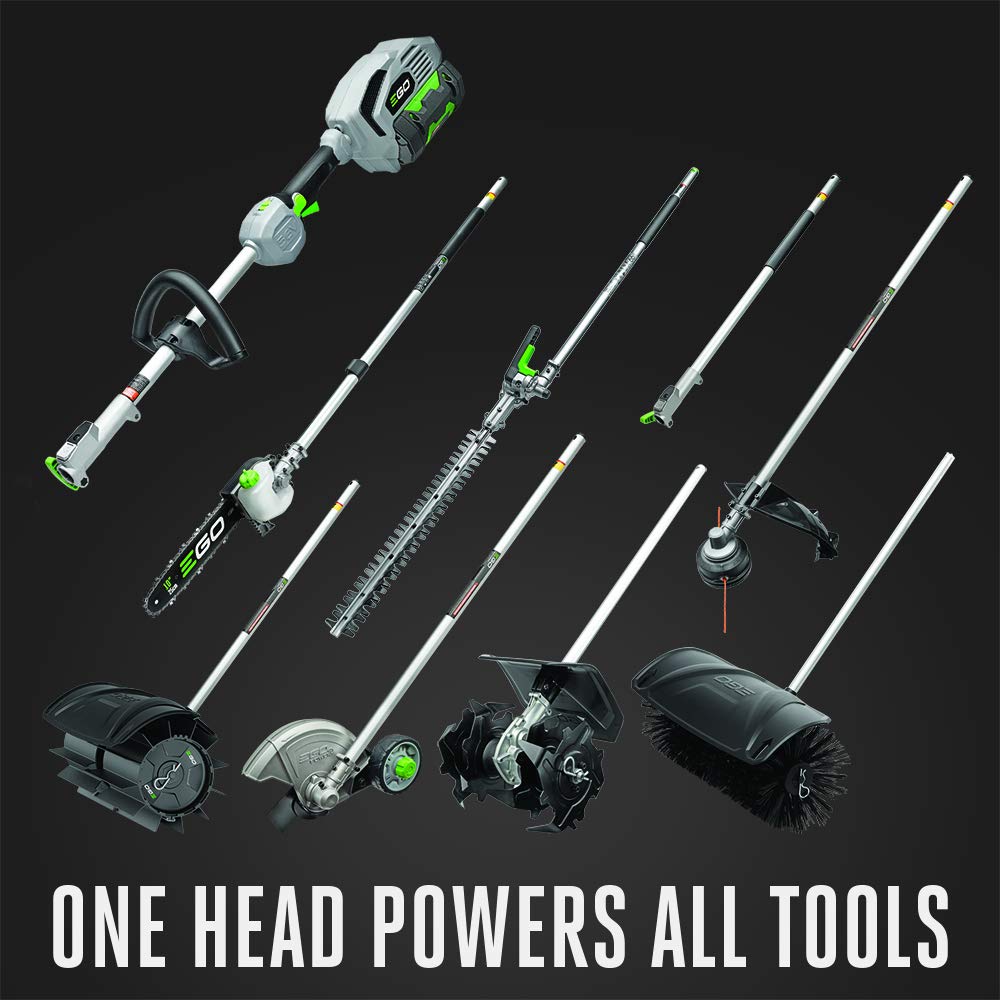 EGO Power+ rubber broom attachment, wide sweep for large-area cleaning.