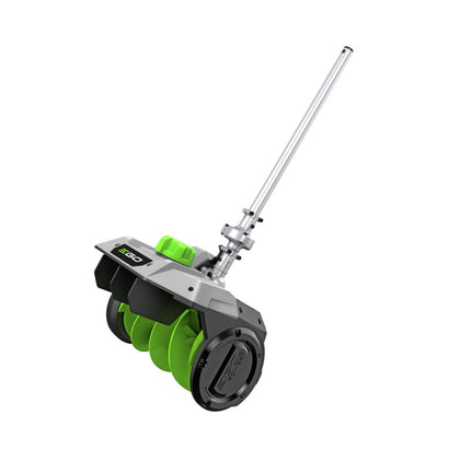 EGO Power+ SSA1200 snow shovel attachment, side view, extending reach for easy driveway clearing.