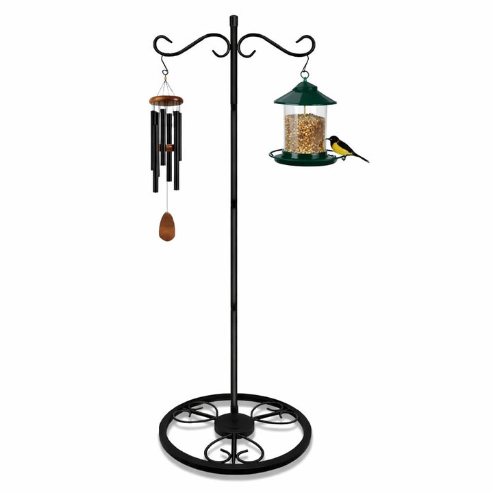 EGOMYRON 58-inch double shepherds hook with base securely supporting two items