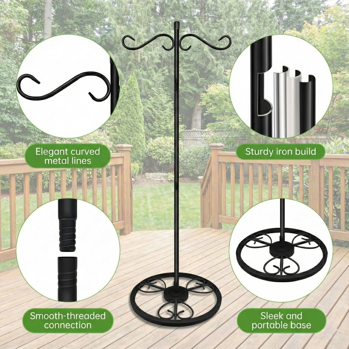 EGOMYRON adjustable-height shepherds hook for flexible outdoor and indoor decor