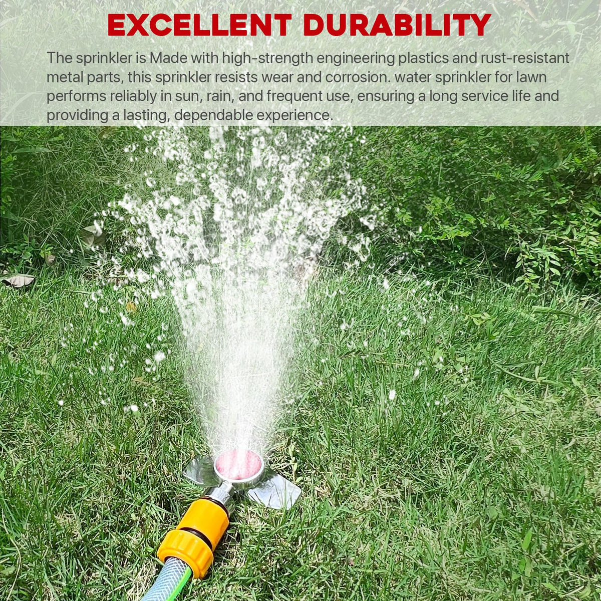 Ehaijia wide-application sprinkler for lawns, gardens, patios, and greenhouses.
