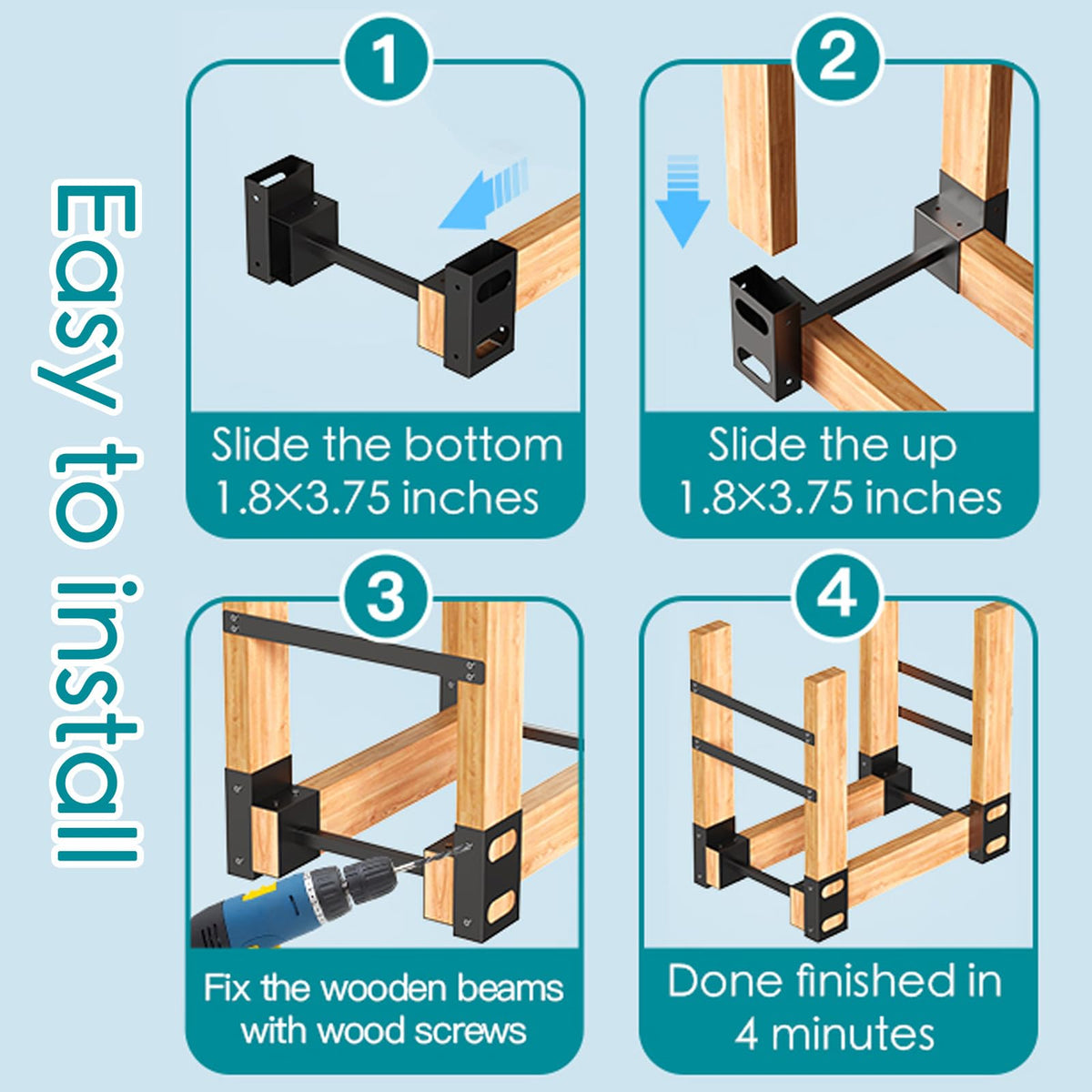 Eibikdi set of 4 brackets with end plates and screws ready.